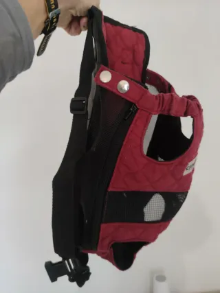 Transportín mochila perro negro/rojo