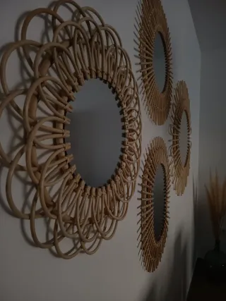 4 Espejo de Ratán Kenay Home. Varios tamaños