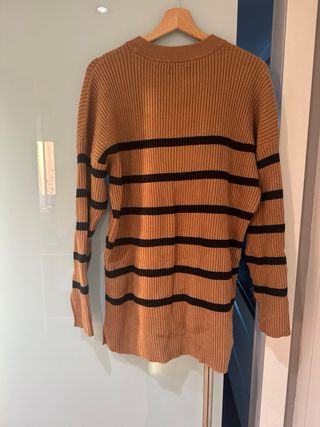 Jersey de lana a rayas marrón y negro