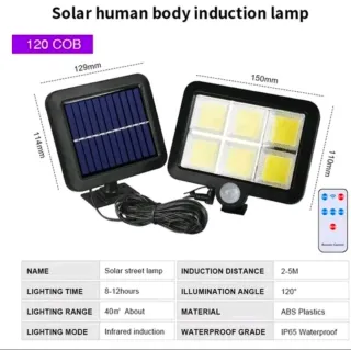 Faretto Solare LED 120 con Pannello Sensore Movime