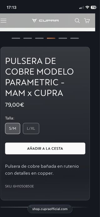 Pulsera Parametric MAM x CUPRA Cobre Negra