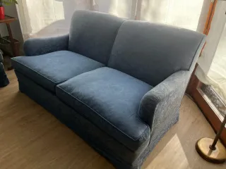 Sofá 2 plazas azul tela