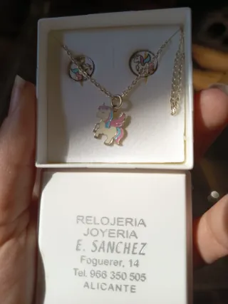 Conjunto Unicornio Collar y Pendientes