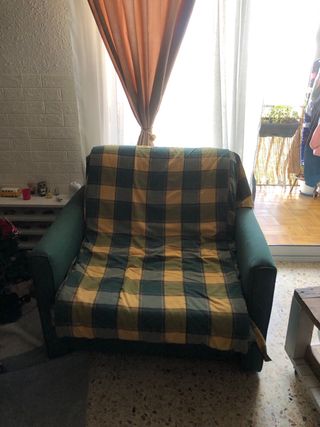 Sofá Cama Tela Verde y Amarillo