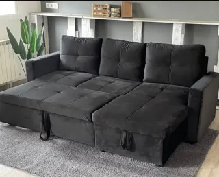 Sofá chaise longue gris oscuro