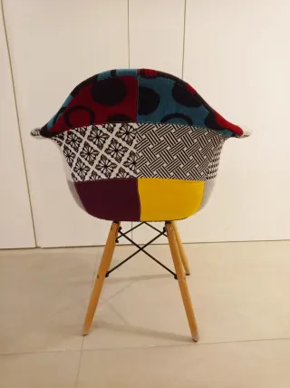 2 Sillas Patchwork Estructura Madera