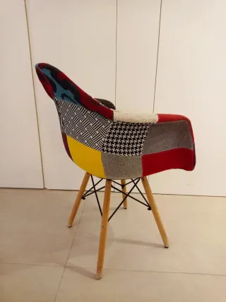 2 Sillas Patchwork Estructura Madera