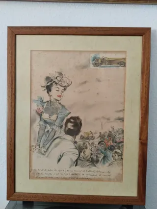 Cuadro antiguo carrera de coches