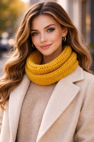 Scaldacollo fatto a mano giallo