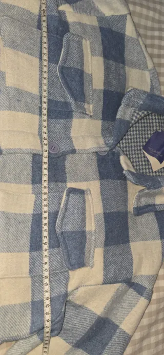 Sobrecamisa cuadros azul y crema franela lana