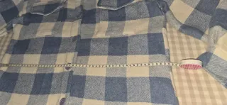 Sobrecamisa cuadros azul y crema franela lana