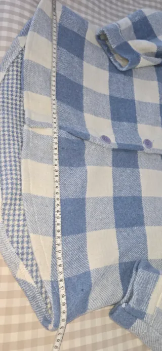 Sobrecamisa cuadros azul y crema franela lana