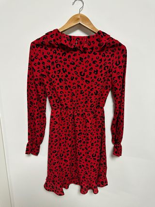 Vestido Guess Animal Print Rojo Wrap
