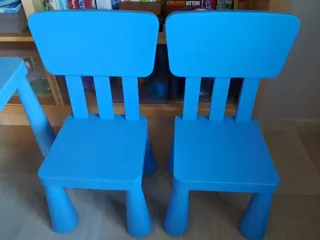 Mesa y 2 Sillas Infantiles Azul Ikea