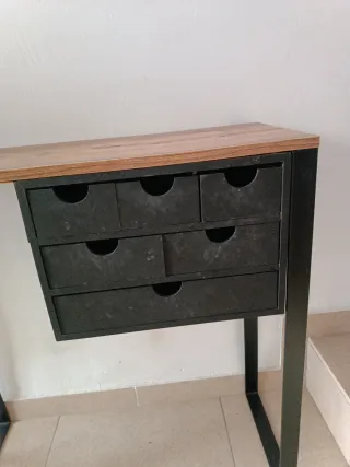 Mesa recibidor madera y metal 80 x30 x82