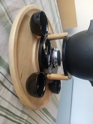 Set Fondue Hierro Fundido Negro