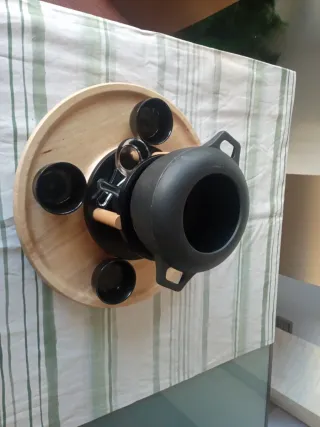 Set Fondue Hierro Fundido Negro