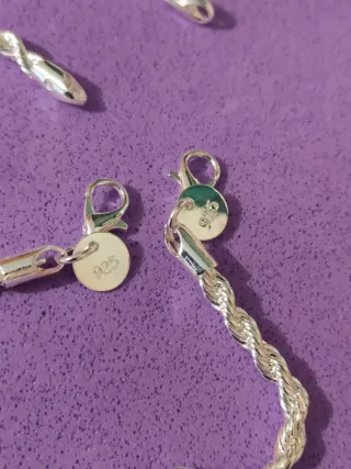 Collar 50 cm y pulsera de plata trenzada. Nuevas