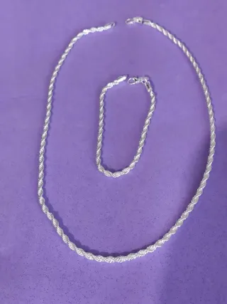 Collar 50 cm y pulsera de plata trenzada. Nuevas