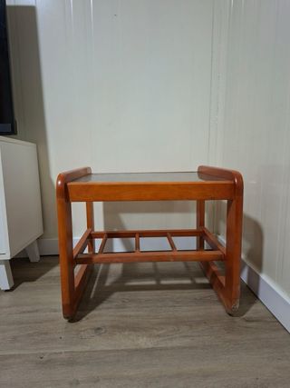 Mesa auxiliar madera y cristal 47x51x44cm