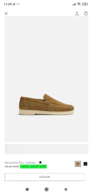 Mocasines Zara Piel Marrón Talla 43