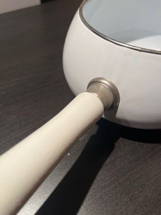 Cazo Fondue Blanco y Plateado
