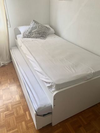 Cama nido blanca con 2 colchones