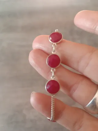 Pulsera Plata Rubí Facetado
