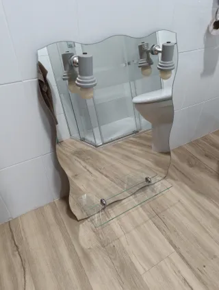 Espejo Baño Moderno con Luces y Repisa