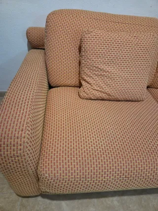 Sofá Cama Beige/Naranja Tela Muy Cómodo