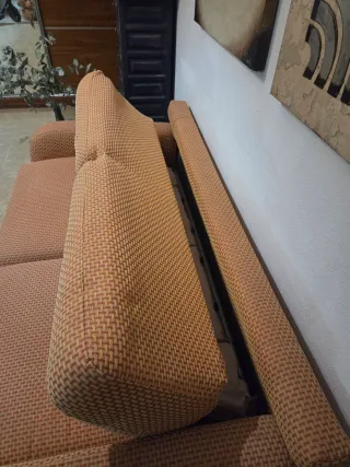 Sofá Cama Beige/Naranja Tela Muy Cómodo