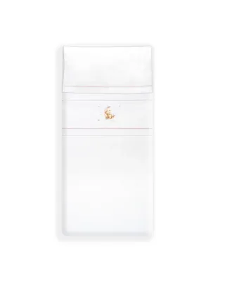 Juego de sábanas y chupetero rosa