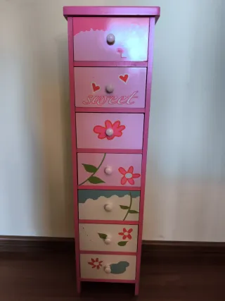 Cajonera infantil rosa con dibujos