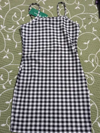 Vestido cuadros blanco y negro