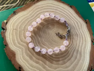 Bracciale Quarzo Rosa Fatto a Mano