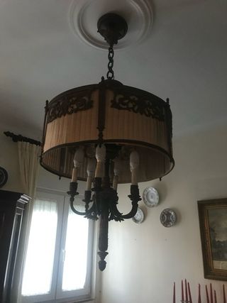 Lámpara de comedor antigua de bronce