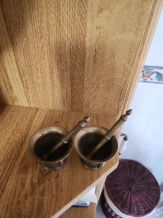 Juego de 2 morteros de bronce