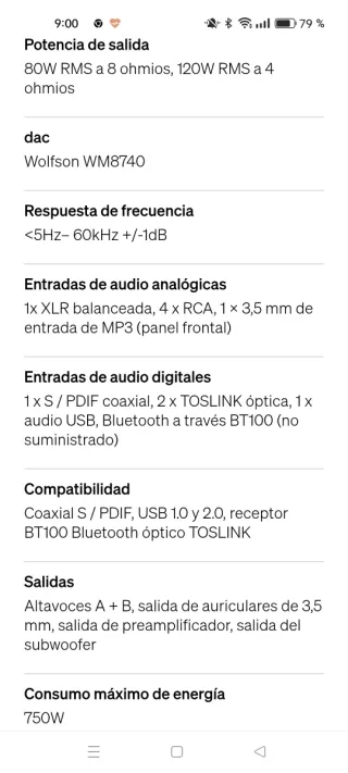 Amplificador Cambridge Audio CXA80 Plata
