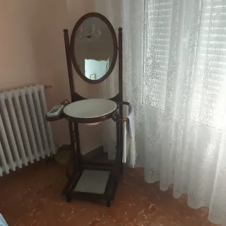 Psicé vintage espejo de pie con palangana