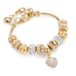 Pulsera Charm Corazón Baño Oro y Plata