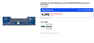 Adaptador Tarjeta RAM SO-DIMM a DIMM