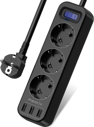 Regleta 3 tomas + 3 USB 16A negra NUEVA