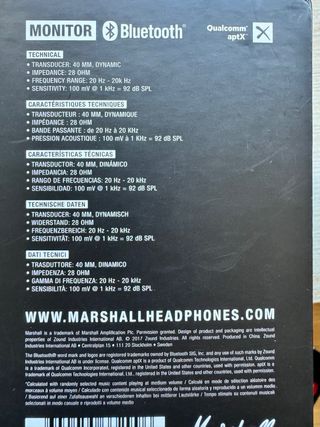 Marshall Monitor Bluetooth Auriculares Negros