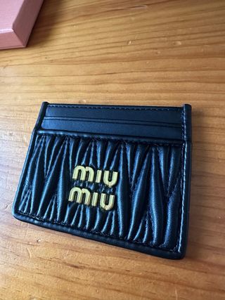 Portacartellini Miu Miu Nero in Pelle Trapuntata