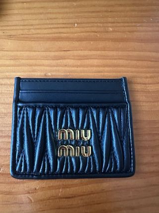 Portacartellini Miu Miu Nero in Pelle Trapuntata