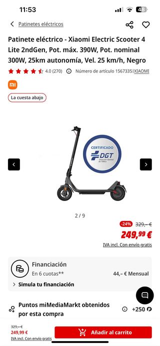 Patinete Xiaomi scooter 4 con garantia