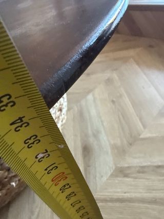 Mesa de centro redonda diseño madera y mimbre