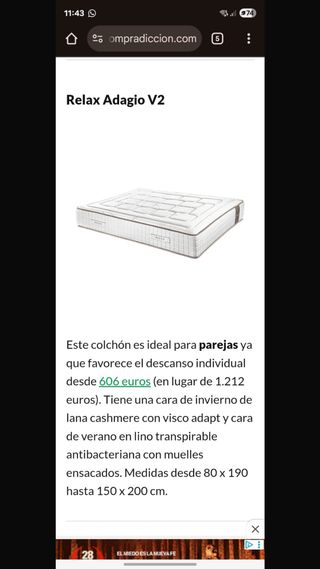 Cama con colchón y mesitas de noche