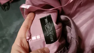 Vestido de fiesta largo rosa y morado