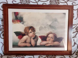 Cuadro de querubines enmarcado 78x58cm